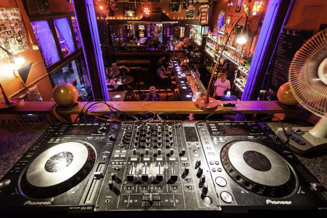dj set up at a prague bar/club 