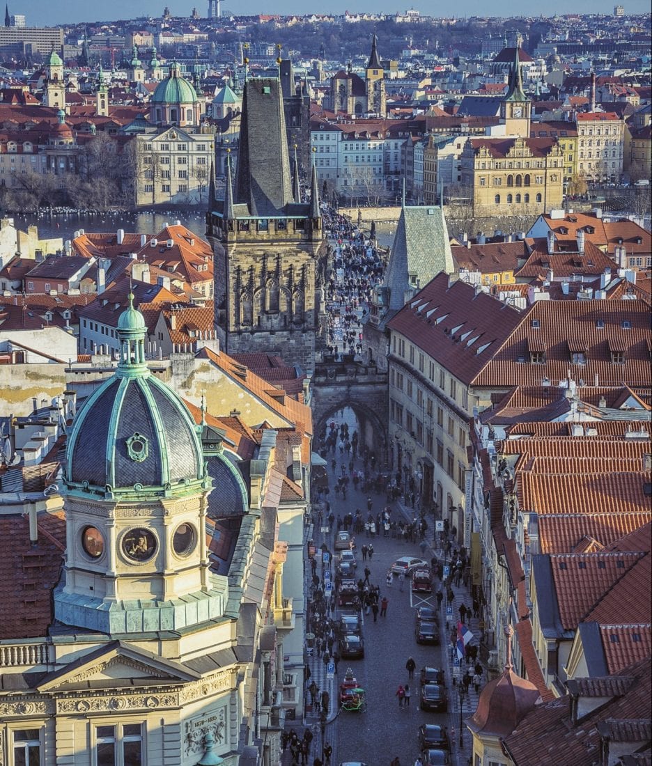 view of the Charles Bridge, Prague on a backpacking budget