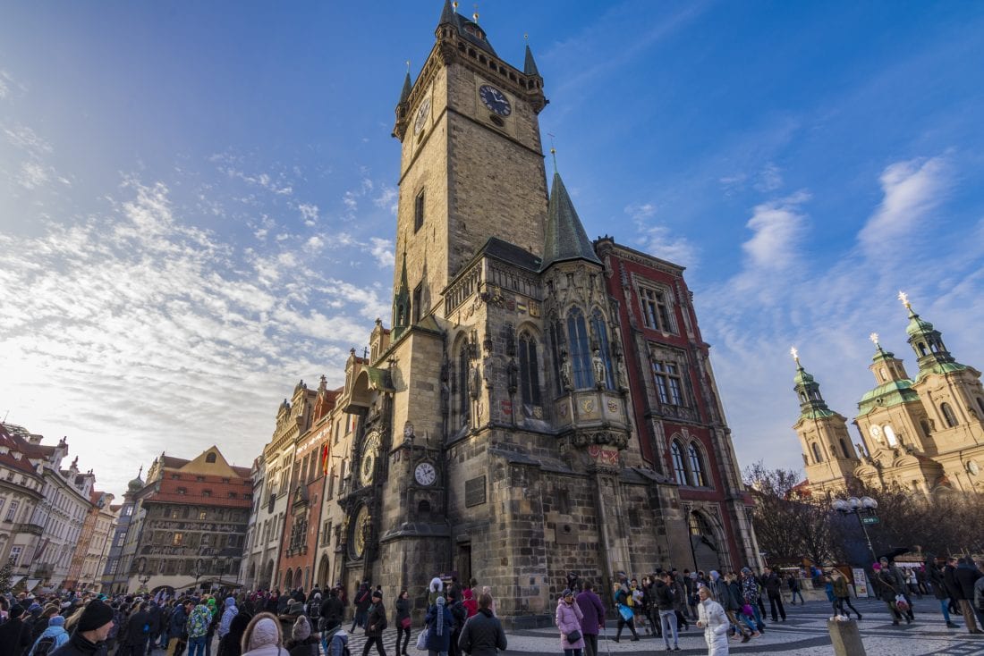 Prague's Old Town Square Town Hall and Astronomical Clock Tower