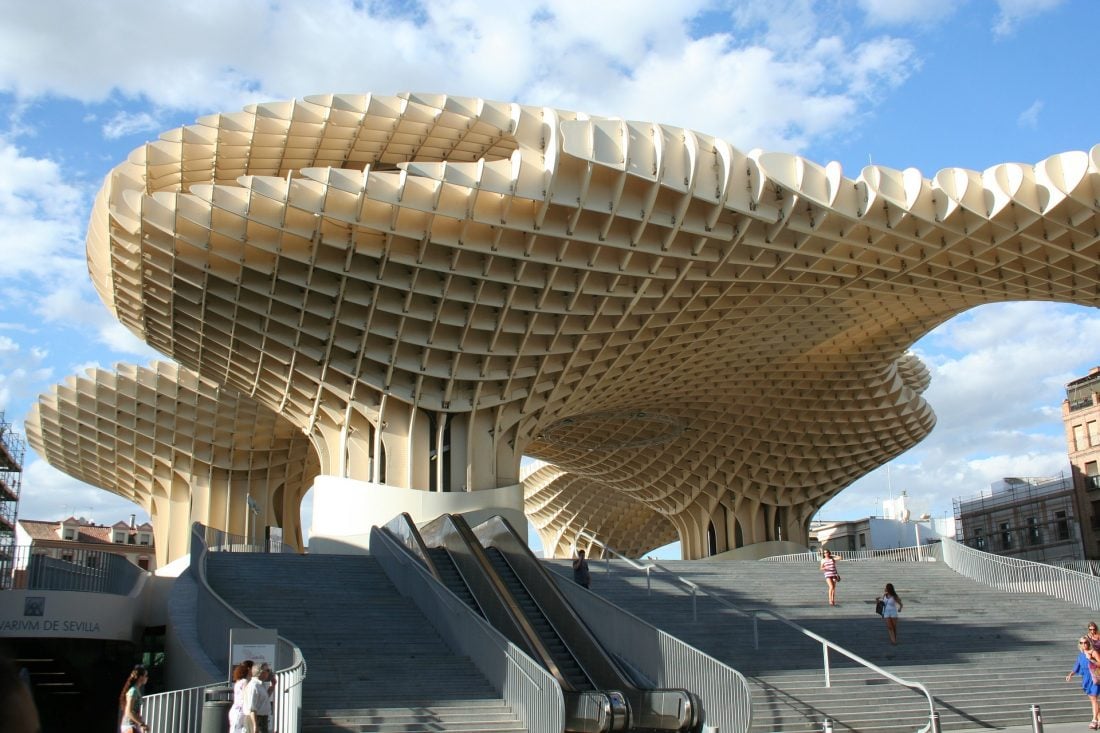 The waffle grid underside of the Parasol building in Sevilla, Spain, 