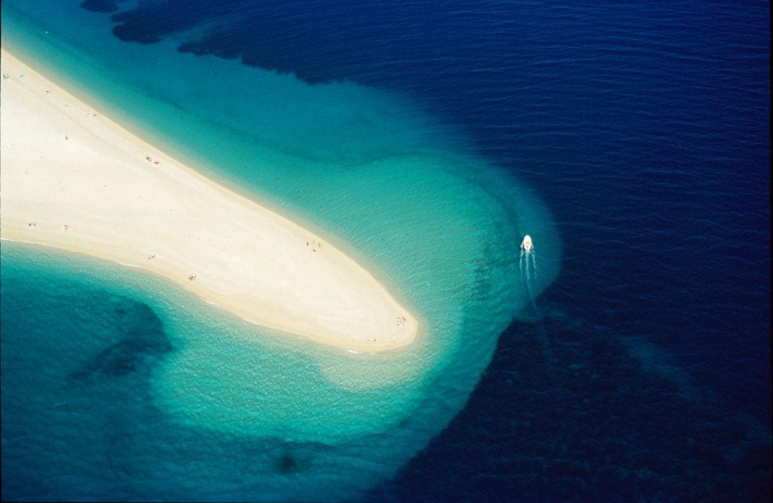 Golden Horn Beach in Bol Croatia seen from above. 