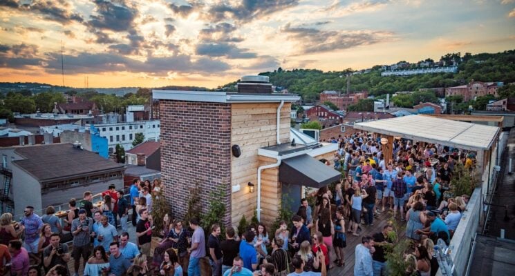 People on the patio of Rhinegeist Brewery Cincinnati Best breweries