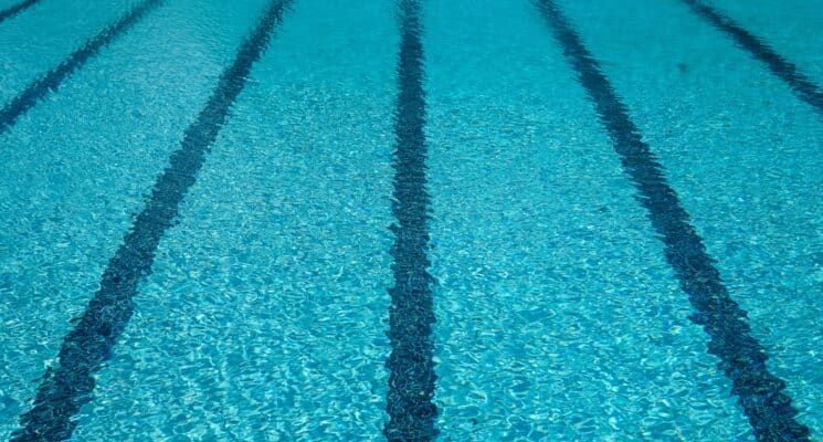 water and swimming lanes in an in-ground swimming pool in Prague