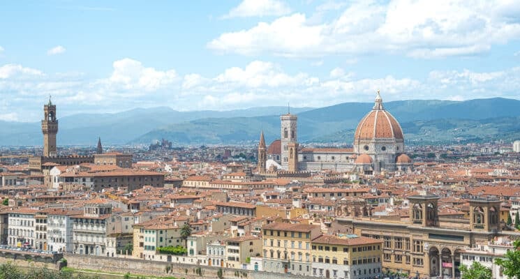 Rooftops views of Florence from Piazzale Michelangelo.