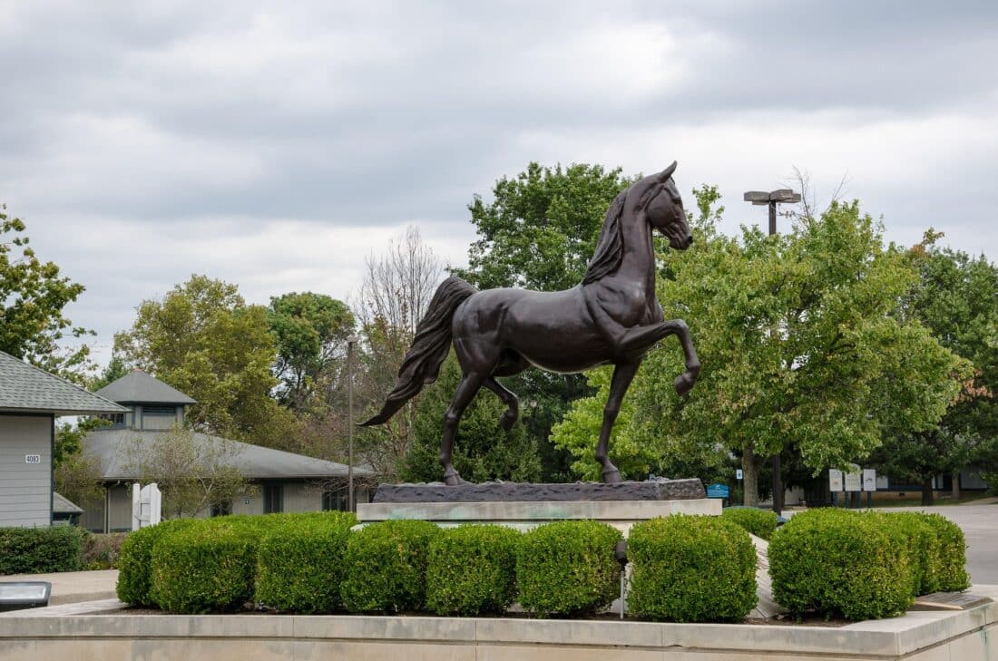A statue of a majestic horse at the Kentucky Horse Park in Lexington, KY.